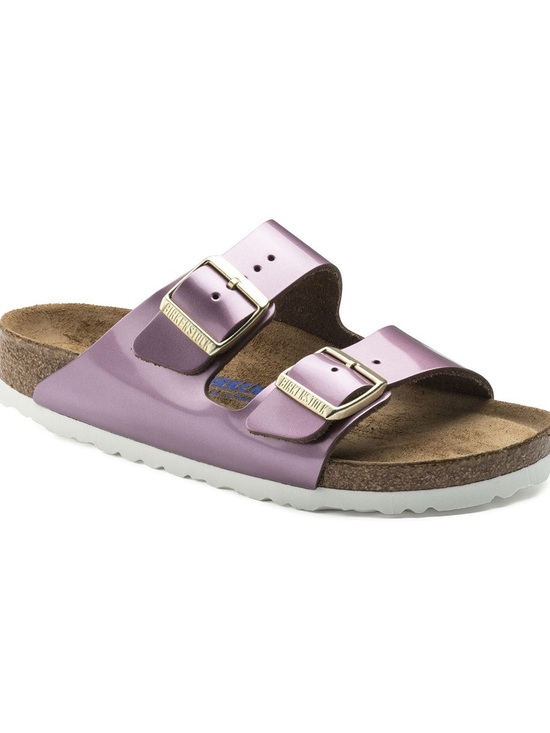 Birkenstock Shoes - Birkenstock Arizona Two-Strap Sandal in Metallic Lavender/Purple Size 41